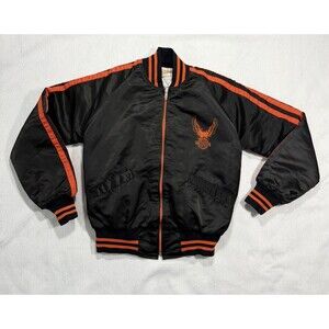 Vintage Harley Davidson AMF Black Logo Bomber Full Zip Jacket Sz Small